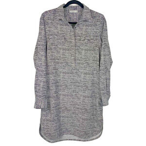 Dalia Shirt Dress Women's Medium Black White Collared Tunic Long Sleeve Business